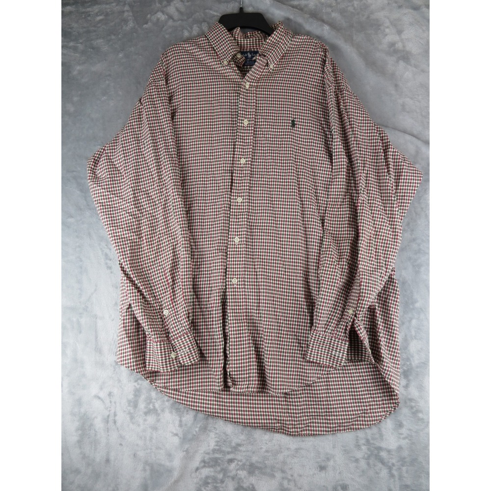 Ralph Lauren Men's Blake Gingham Button‎ Down Shirt Large Long Sleeve Cotton